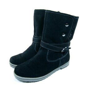 White Mountain "Powder" Black Leather Boots | Women's 8.5M | Faux Fur Lined